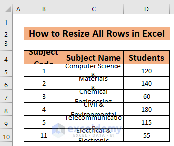 Excel resize all rows