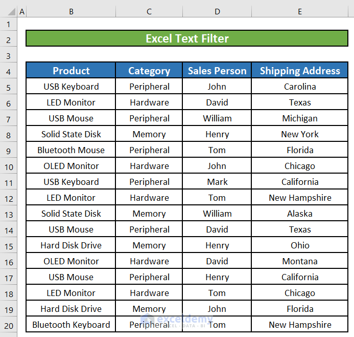 Excel Text Filter