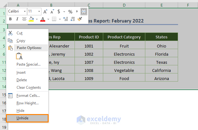 Excel Unhide All Rows Not Working When the Sheet is Protected