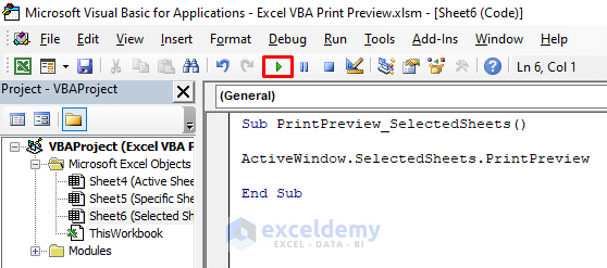 VBA Macro to Display Print Preview for the Selected Worksheets
