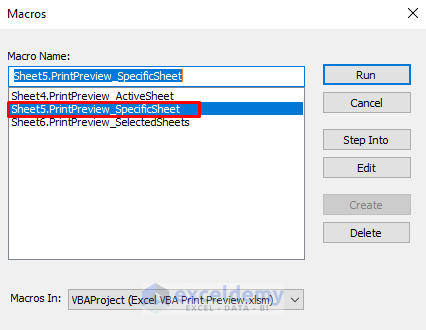 VBA Macro to Display Print Preview for Specific Worksheet in Excel