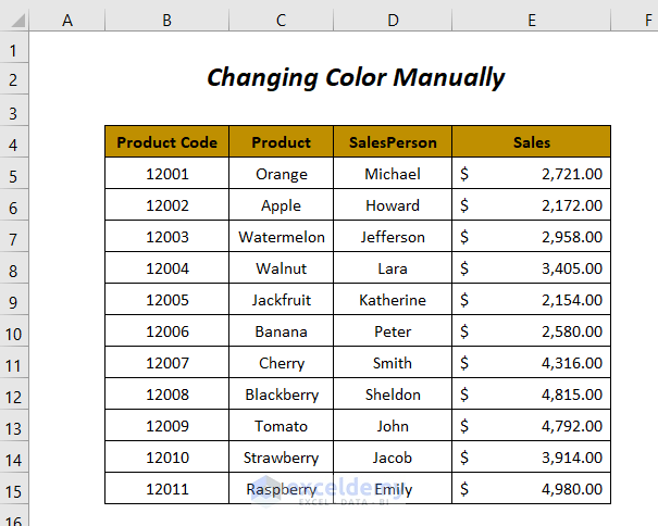 Excel color alternate rows