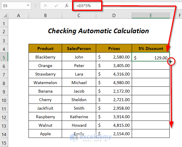 automatic calculation