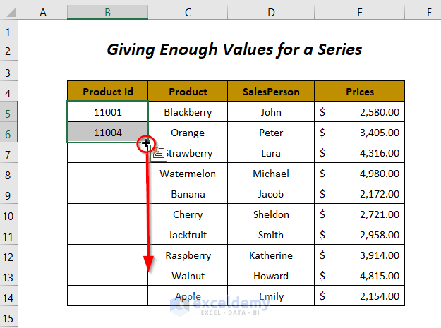 giving enough values for a series