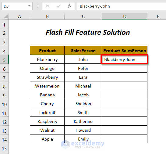 flash fill feature 