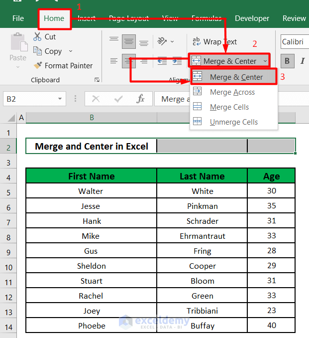 Merge Multiple Cells Using the Merge & Center Feature in Excel