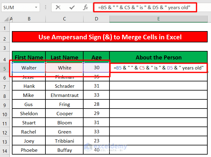 Ampersand (&) in Excel