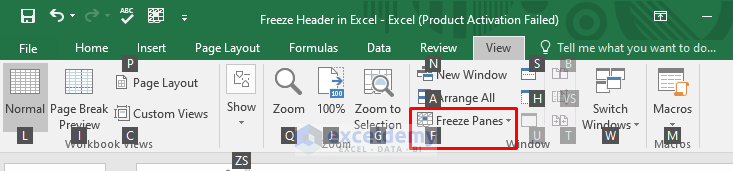 Freeze Header in Excel