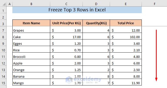 frozen row