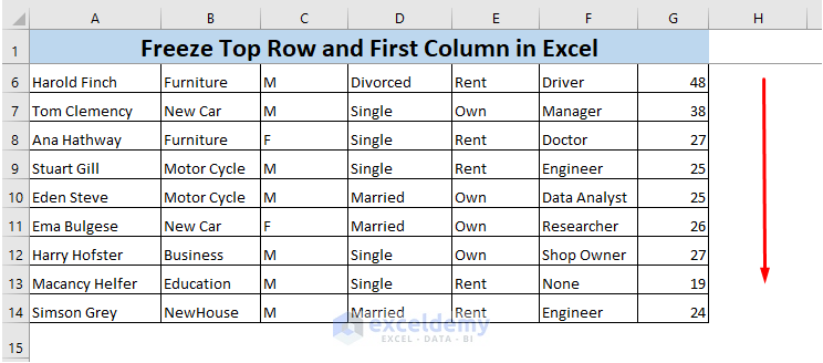 Freeze Top Row and First Column in Excel