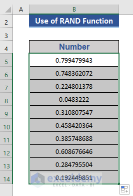 Use RAND Function to Insert Random Number in Excel
