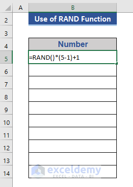 Use RAND Function to Insert Random Number in Excel