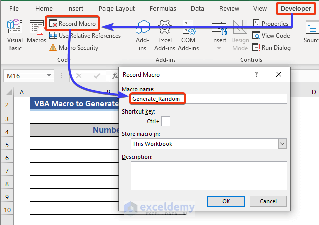 Excel VBA Macro to Generate Random Number