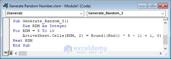Excel VBA Macro to Generate Random Number