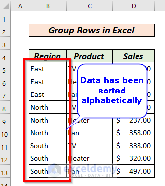 Group Rows in Excel 