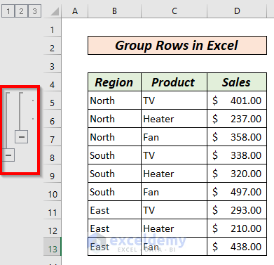 Group Rows in Excel 