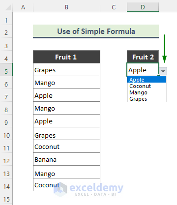Apply Simple Formula and Drop Down List to Highlight Cells from a List