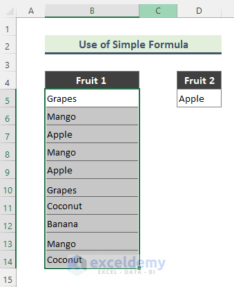 Apply Simple Formula and Drop Down List to Highlight Cells from a List