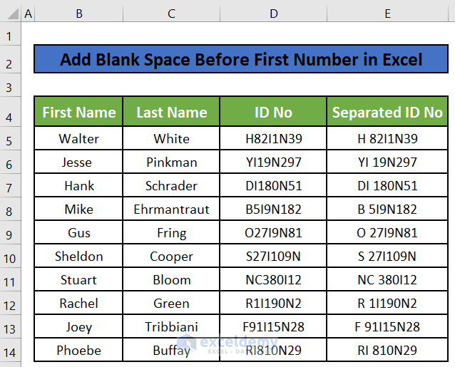 How to Add Blank Space Using Excel Formula