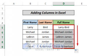 Adding Texts from Two Columns in Excel with hyphen