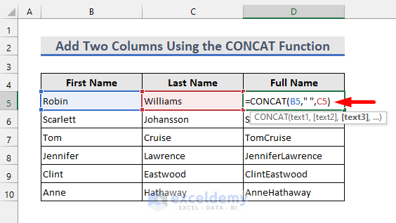 formula to add space in added column