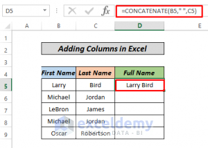 Combine text columns with Concat function