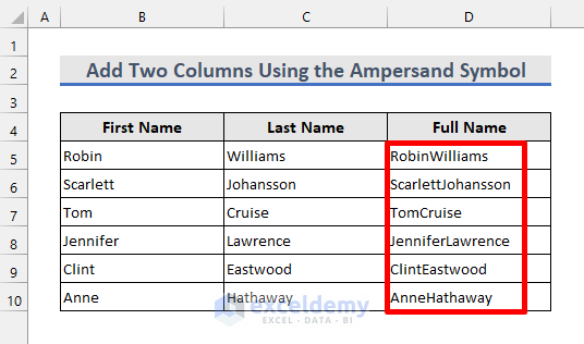 columns added in excel