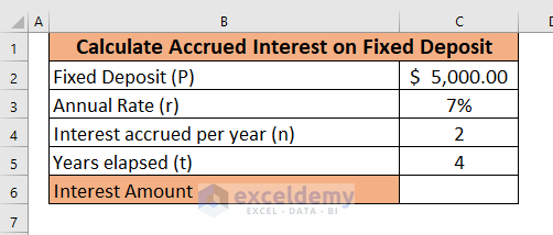 How to calculate accrued interest on fixed deposit in Excel