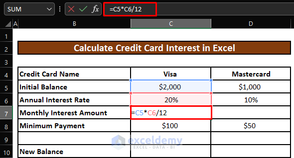 Calculate Monthly Interest Amount to Find Out Credit Card Interest