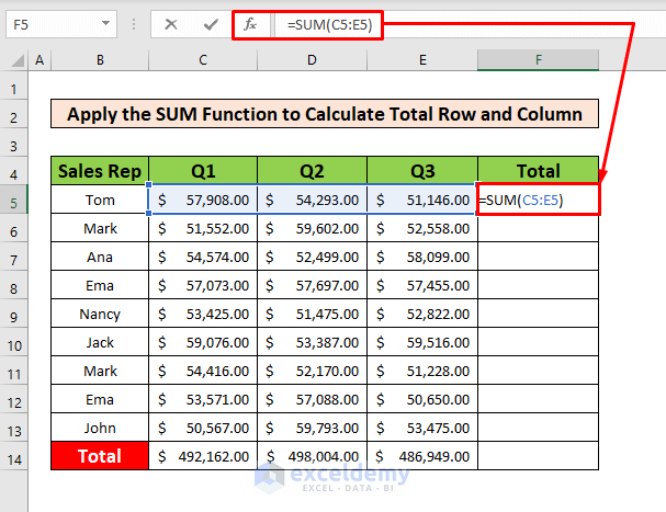 Calculate Total Row