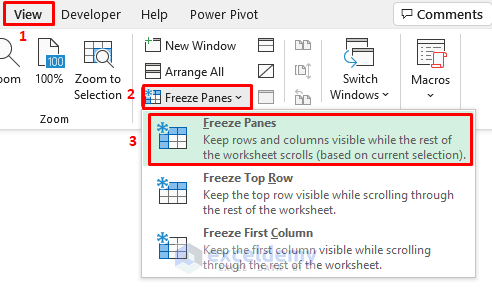 Freeze 2 Columns Using Freeze Panes Option in Excel
