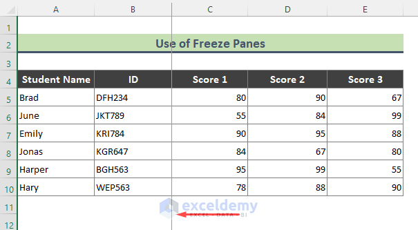 Freeze 2 Columns Using Freeze Panes Option in Excel