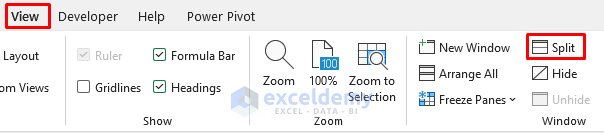 Apply Excel Split Option to Freeze 2 Columns