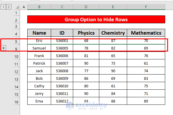 Use the Group Feature to Hide Rows and Columns in Excel