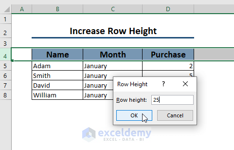 row height excel