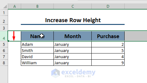 row height excel