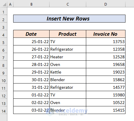 How to Insert New Row in Excel Shortcut 