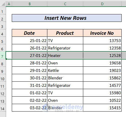 How to Insert New Row in Excel Shortcut