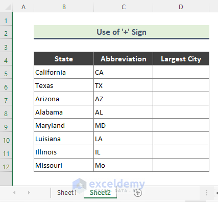 Use Plus(+) Symbol to Link Data from Different Spreadsheet