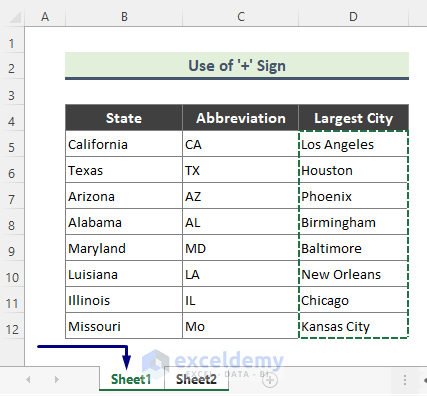 Use Plus(+) Symbol to Link Data from Different Spreadsheet