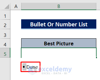 Create a Bullet Or Number List within a Cell in Excel