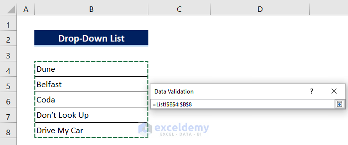 Make a Drop-Down List in a Cell in Excel