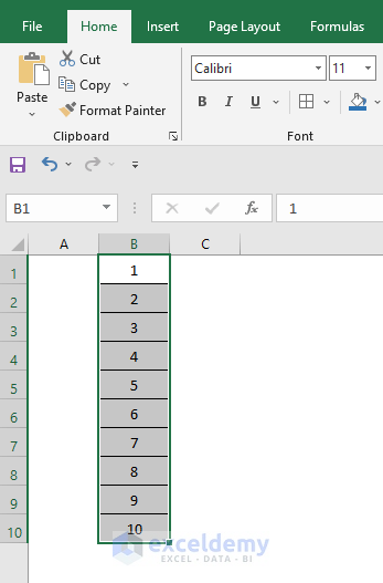 Run a VBA Code to Make a Numbered List in Excel