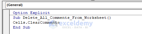 Delete All Comments from a Single Worksheet in Excel