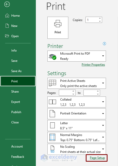 Deleting a Header While Printing from Excel
