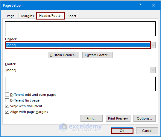 How to Remove a Header in Excel_Using the Setup to Remove a Header in Excel