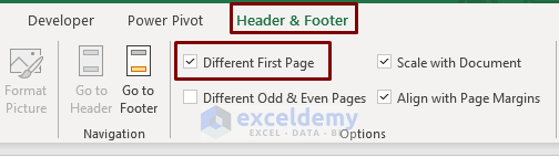 Method of Removing a Header from the Second Page