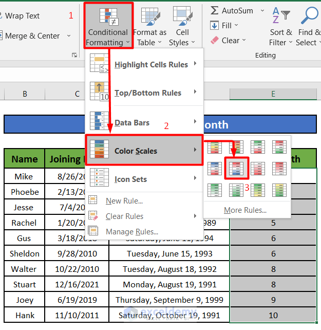 click on the Conditional Formatting drop-down from the Styles 