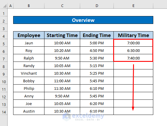 Subtracting Military Time in Excel