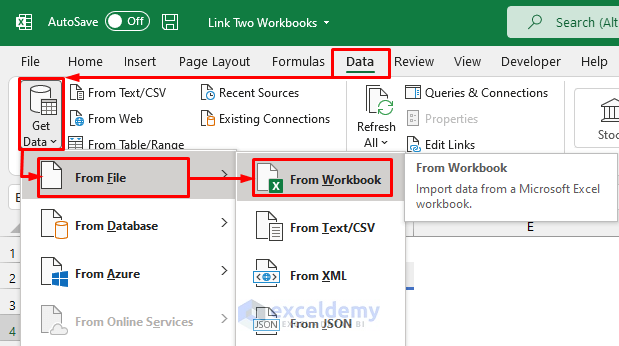 using get data tool to link workbooks